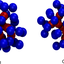 New global minimum (on the left) for binary Lennard-Jones clusters with 38 atoms and size ratio of 1.05