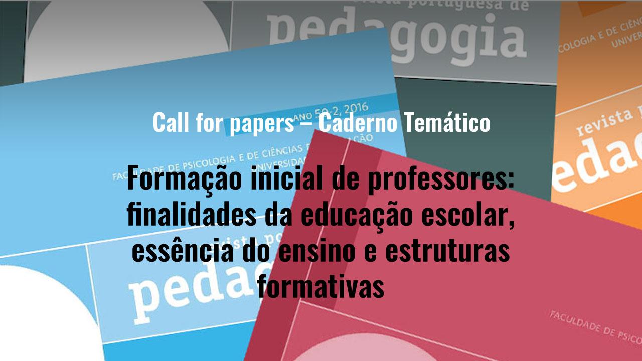  Revista Portuguesa de Pedagogia – Chamada de Artigos – Caderno Temático