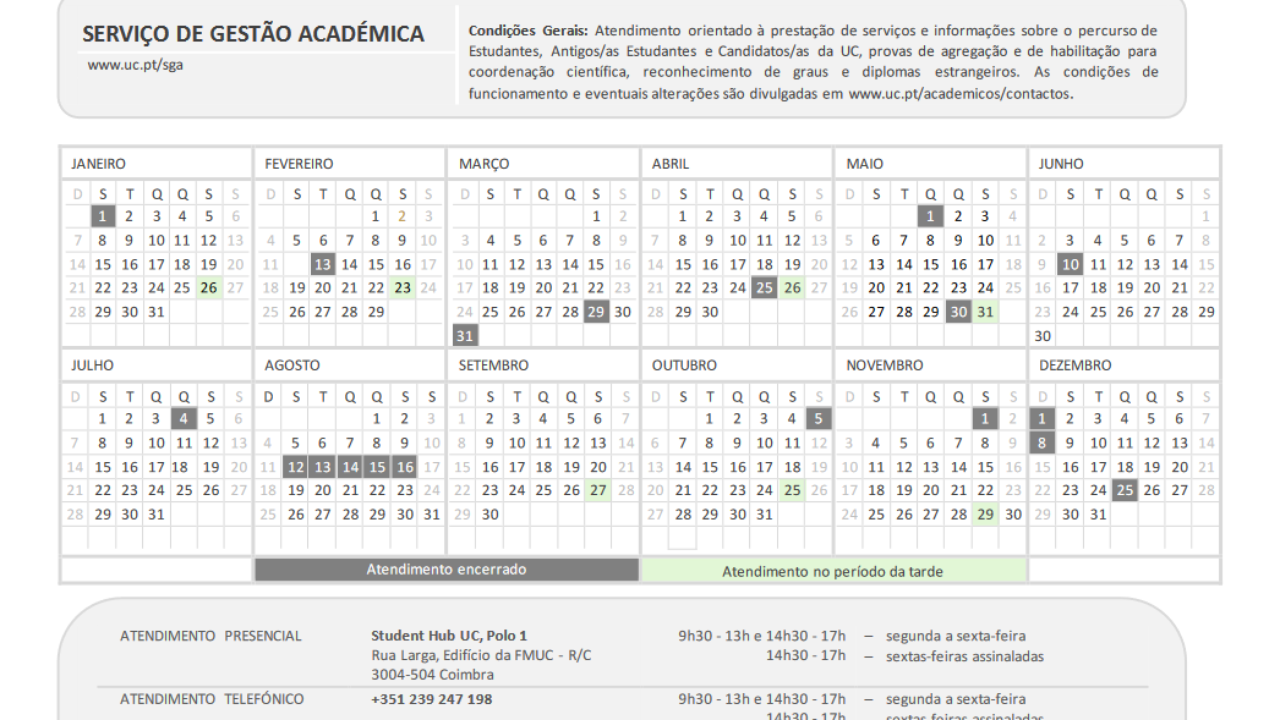 Mapa Atendimento Académico em 2024
