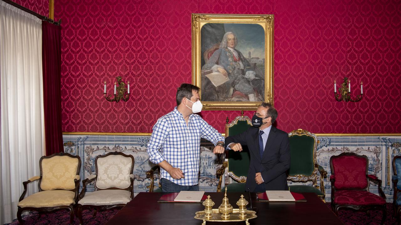 Amílcar Falção, Reitor da Universidade de Coimbra, e Paulo Marques, co-fundador e diretor de tecnologia da Feedzai