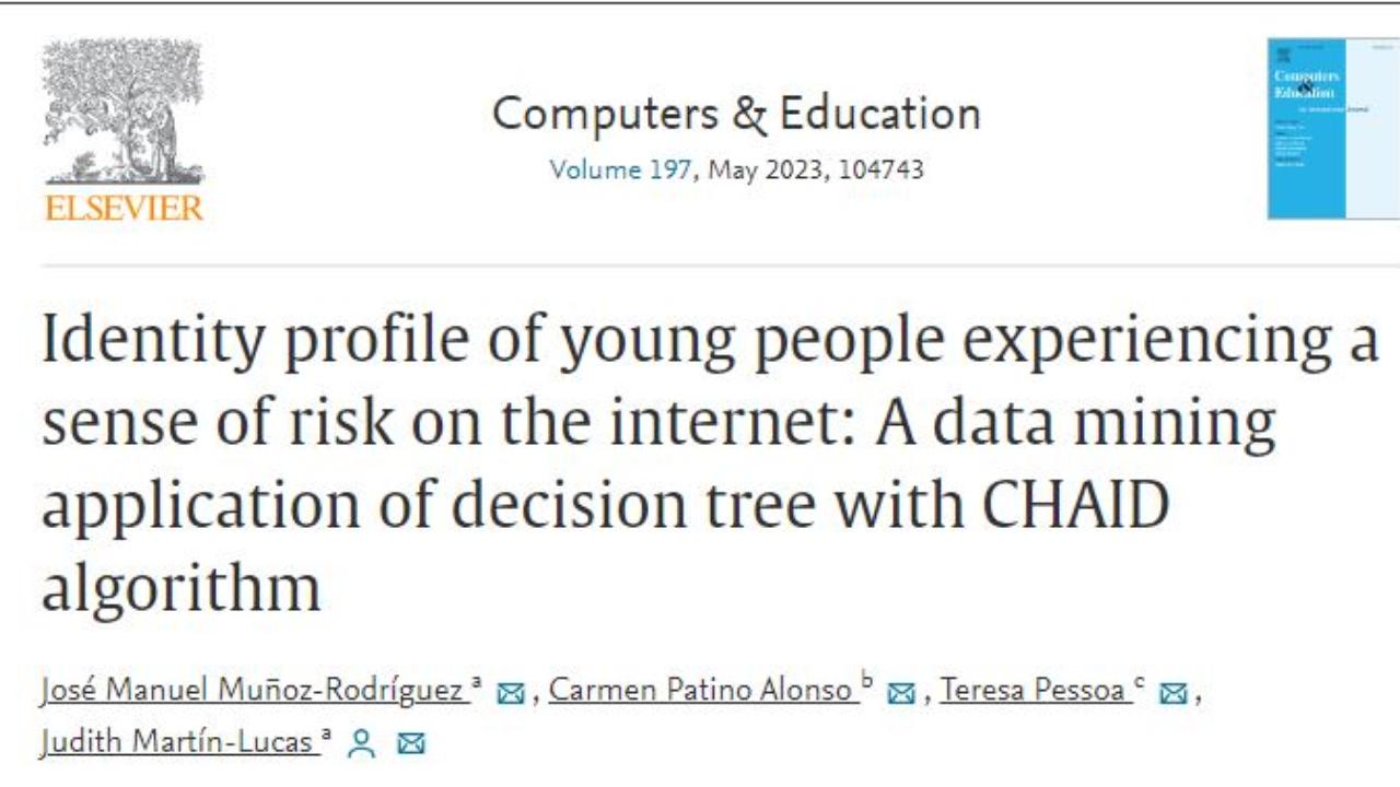 Estudo “Identity profile of young people experiencing a sense of risk on the internet: A data mining application of decision tree with CHAID algorithm” 
