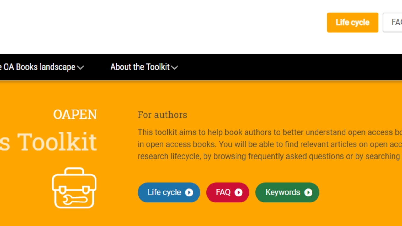OAPEN Open Access Book Toolkit - visão da página inicial