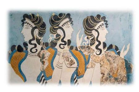 Ladies in Blue, fresco do Palácio de Cnossos, Creta (htps://www.ancient-origins.net)