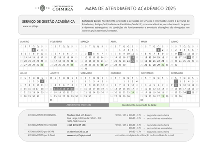 Schedule of the UC Academic Assistance in 2025